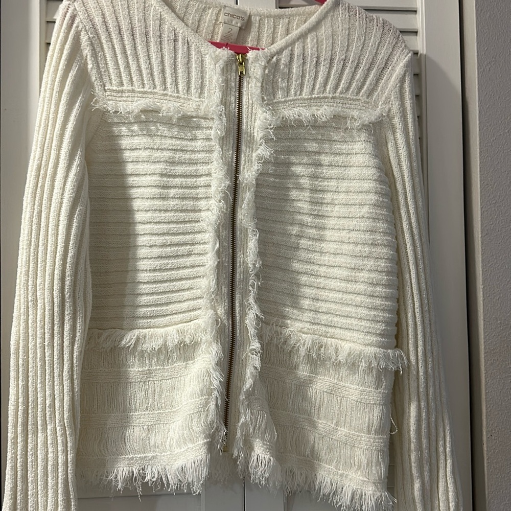 Gorgeous Fringed Chicos Sweater Large 2